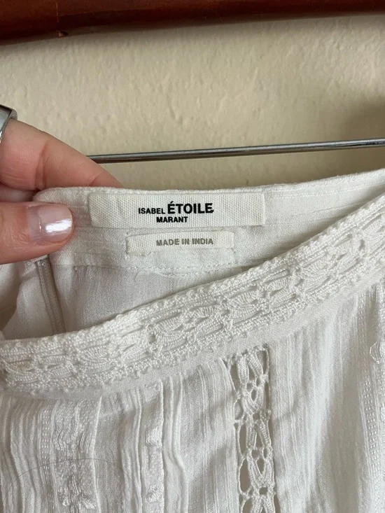 Isabel Marant etoile Jorena White Bohemian Lace-Trim Midi Skirt - Picture 3 of 4